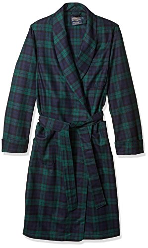 Pendleton mens Merino Wool Lounge Bathrobe, Black Tartan Watch, Large US - Thumbnail 3