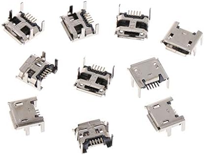 LGQing 10 Pcs Micro USB Type B 5 Pin Female Socket Connector SMD 4 Legs 90 Degree