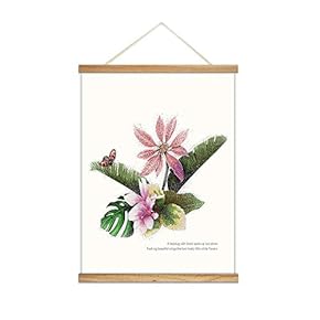 Hanging Poster Wooden Framed Beautiful Birds Flowers Plants Theme Home Wall Canvas Prints Ready to Hang - 18"x24" inches
