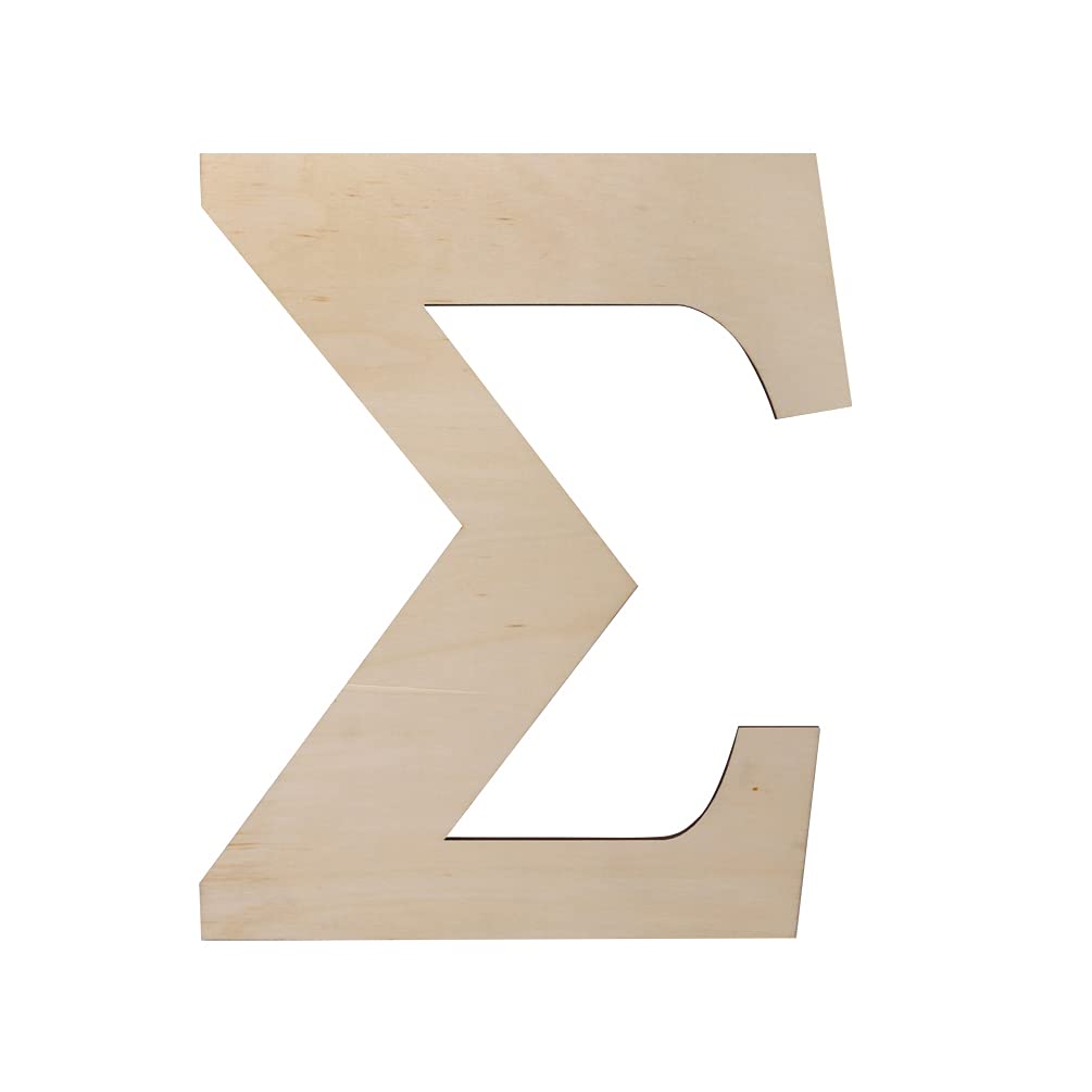 Wooden Greek Letters, Unfinished 11 Inch Alphabet for DIY Crafts, Wood Letters Wooden Alphabets Letter Craft Pieces for DIY Display Decor (∑) 12 Inch