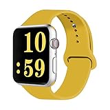 VATI Sport Band Compatible with Watch Band 40mm 44mm 42mm 38mm, Soft Silicone Sport Strap Replacement Bands Compatible with 2018 Watch Series 4/3/2/1, 42MM 44MM S/M (Yellow)