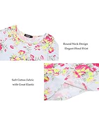 FISOUL - Vestido de manga corta para mujer, diseño floral, cuello redondo, cuello redondo, vestido ajustado delgado