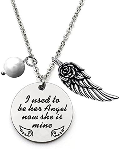 Memorial Mom Gifts I Used To Be Her Angel Now She's Mine In Memory Of Loved One Mom In Memory of Mom Angel Wing Necklace