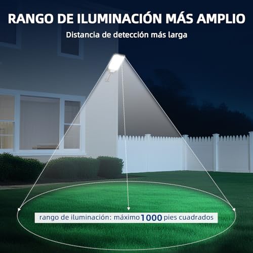 FASENZA Lámpara Solar Exterior: 5000 Lumens 6500K, 144 LED, Batería 5000mAh, IP65, 160° Ángulo, Instalación Sin Cables, Carga 6h/Iluminación 12h, Garantía 2 Años para Jardín Patio Garaje, 2 Paquetes