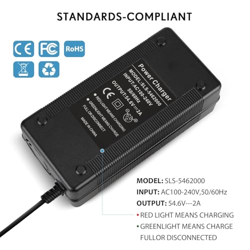 Electric Scooter Charger, 54.6V 2A Scooter Charger, Fast Battery Charger for Electric Scooters, Mobility Scooters Battery Recharge, 48V Universal Power Adapter Chargering for Lithium Battery