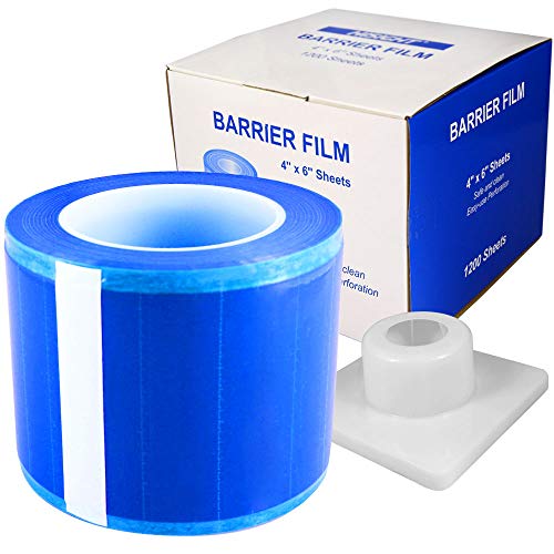 Barrier Film Roll Tape Blue 4" x 6" 1200 Sheets for Dental, Tattoo and
