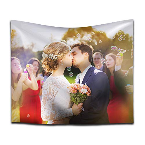 SIGNFORD Cutsom Tapestry Personalized Image with Wedding Photos Wall Hanging Tapestry for Living Room Bedroom Dorm Decoration - 68x80 inches