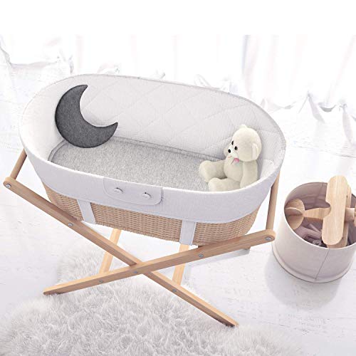 Baby Cradle Sheets Fitted 18x36x2 - Easily Fits on Arms Reach Co Sleeper Cambria, Clear Vue, Mini Ezee, Miclassic Bassinet - 100% Jersey Cotton - Breathable Cradle Bedding - Gender Neutral & Unisex