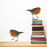 Full Colour Set of 2 Robin Wall Sticker Decals Cute Birds Home Interior Decoration Mural