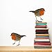 Full Colour Set of 2 Robin Wall Sticker Decals Cute Birds Home Interior Decoration Mural
