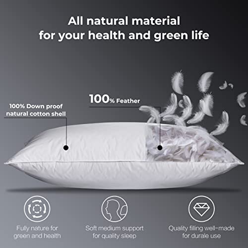 Alanzimo Luxury Hotel Collection Goose Feathers Pillows for Sleeping