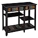 VASAGLE Microwave Cart with Drawer, Kitchen Baker’s Rack with Colorful Storage Shelf, Microwave Oven Stand, Solid Wood Legs, Rustic Style, Country Brown for Living Room Kitchen UKKC03GL
