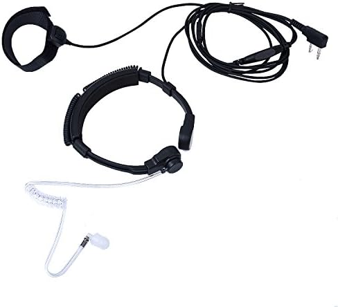 KEYBLU Throat Mic Microphone Covert Acoustic Tube Earpiece Headset With Finger PTT for Kenwood Pro-Talk XLS TK Two Way Radio Walkie Talkie 2pin
