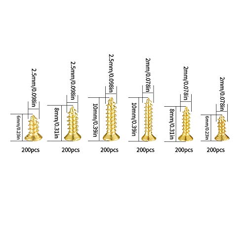 Selbstschneidende Schrauben-Sortiment, Flachkopf-Kreuzschraube, M2-Gewinde, selbstbohrende Holzschrauben-Kits, Flachkopf… – Bild 3
