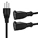 2 Way Splitter Extension Cord, 3 Prong Double Outlet Power Cord, 16 AWG, 1 Foot Black, 3 Pack by ClearMax