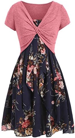 MOOLILI Dresses for Women Casual Summer Dinosaur Dress Women Cami Dress Sunflower Shirts Dress Bow Knot Lace Loose Top Suit