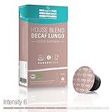 Gourmesso SFCC House Blend Lungo Decaf - 10 Nespresso Compatible Coffee Capsules - Organic
