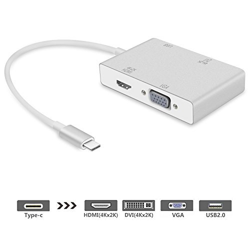 USB 3.1 Type C to HDMI Adapter, Topoint USB-C to HDMI DVI 4K VGA USB Adaptor Converter for 2016/2017/2018 MacBook/MacBook Pro, 2018 MacBook Air