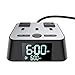 Yostyle Alarm Clock Charger w/3 USB Ports and 2 AC Outlets, 6ft Power Cord Charging Station Power Strip for Hotel Home,UL Tested (4 Dimmer Brightness,Snooze,ON/Off Switch,DST Time,Battery Backup)