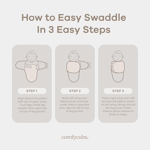 Comfy Cubs Easy Swaddle Blanket, 3 Pack - 100% Cotton Newborn Wrap, Small for 0-3 Months Infants, Breathable and Durable Sleep Sack for Babies - Blush, Mauve & Mulberry