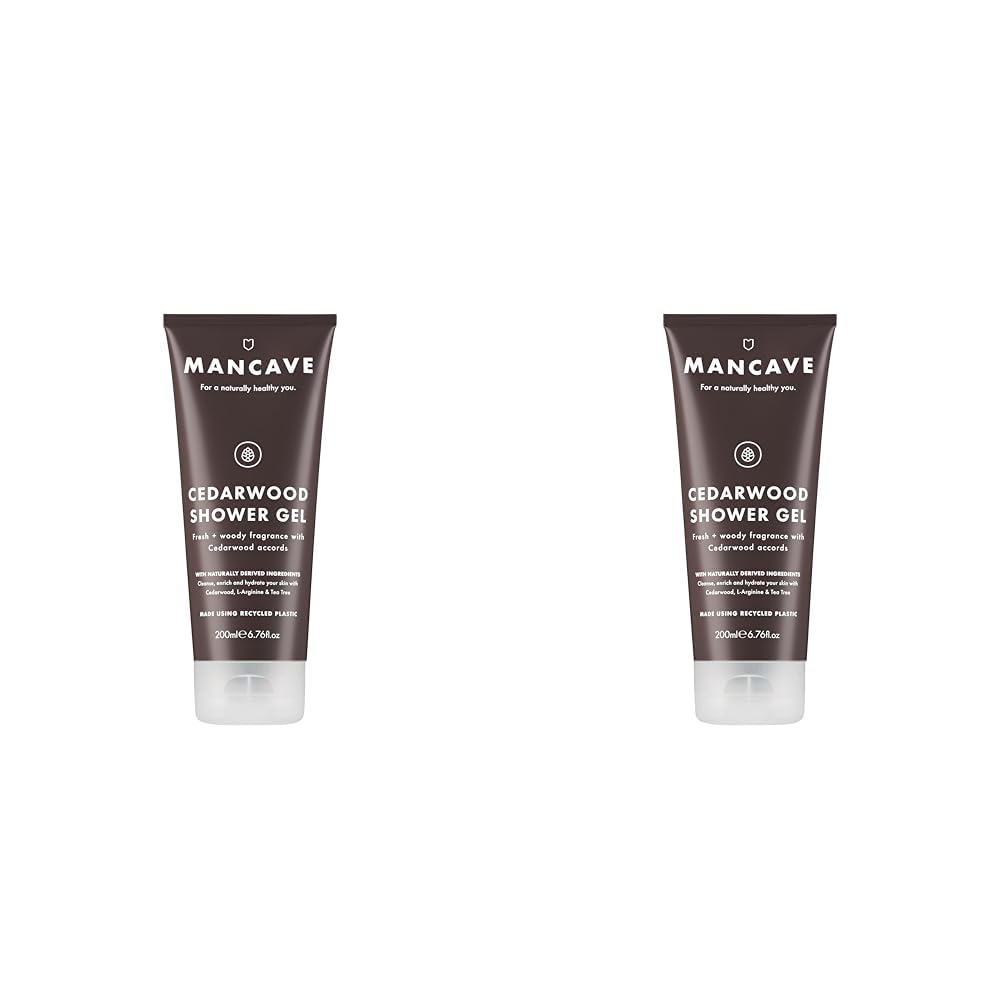 ManCave Cedarwood Shower Gel for Men, Fresh Woody Aroma with Eucalyptus and Pine Needle, Sulphate and Paraben Free, Natural, Vegan, Cruelty Free, 200 ml (Pack of 2)