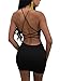 Misfondle Womens Sexy Bodycon Backless Spaghetti Lace up Mini Club Dress , 1-black, Small