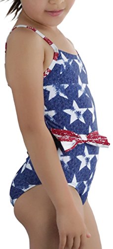 ToBeInStyle Girls' Square Neck Side Bow Swimsuit - Star - 8-9