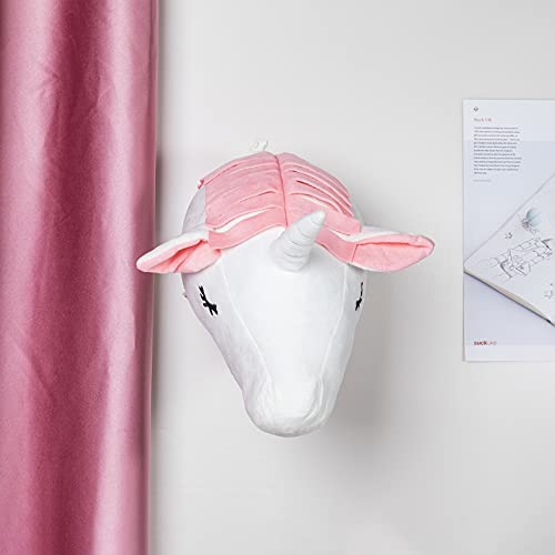 ELTUILMP 3D Unicorn Head Stuffed Wall Mounts Decor, Nursery Mural Wall Hanging Decoration, Girl Baby Kid Gift Nursery Bedroom Wall Decor or Playroom Décor (Pink)