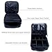Relavel Travel Makeup Bag Makeup Train Case 2 Layer Premium PU Leather Cosmetic Makeup Brush Organizer with Mirror Portable Artist Storage Bag Toiletry Bag (Black)