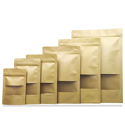 Buy Pack of 100 Retail Stand Up Kraft Paper Ziplock Packaging Bag with