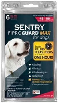 FiproGuard Max Flea and Tick Control for Dogs 45 - 88 Pounds, Red