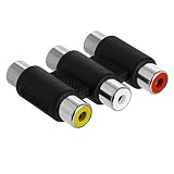 Cmple - 3-RCA Jacks to 3-RCA Jacks Coupler Jointer - White/Red/Yellow - Female to Female Triple RCA Connector Composite