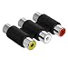 Cmple - 3-RCA Jacks to 3-RCA Jacks Coupler Jointer - White/Red/Yellow - Female to Female Triple RCA Connector Composite