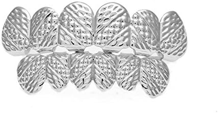 Love Andara Hip-hop 18k Gold-Plated Dentures Carvings Cross-Texture Teeth Grillz Set