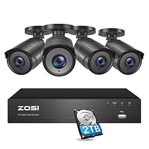 ZOSI 4K Ultra HD Home Security Camera System Outdoor Indoor, H.265+ 8 Channel CCTV DVR with 4 x 4K (8MP) Surveillance…