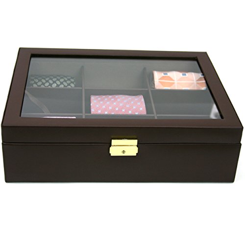 Tech Swiss TS6411BRN Tie Box Leather Brown Organizer - Thumbnail 2