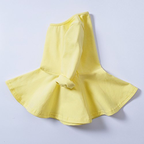 Infant Toddler Baby Girls Dress Cozy Ruffles Long Sleeves Cotton (2-3Year(3T), Yellow) - Thumbnail 2
