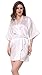 JOYTTON Women's Wedding Party White Satin Kimono Robe with Gold Glitter Bride