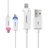 Micro USB Cable, BasAcc [INTELLIGENT] 3.3 ft LED Light Up Fully Charged Indicator Micro USB Sync Charge Data High Speed Charging Cable for Samsung Galaxy S7/S6/S5/Edge,Note 5/4/3, HTC M9/ M8