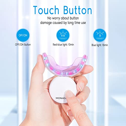 Monasmile Teeth Whitening Kit with LED Light, Teeth Whitener with 3 Carbamide Peroxide Tooth Whitening Gel Pen, Help Removing Stains from Smoking, Coffee, Soda, Food