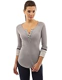 PattyBoutik Women's Textured Henley Color Block Raglan Shirt