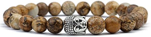 Ckysee Jewelry Buddha Bead Gemstone Chakra Bracelet - Elastic Natural Stone Bangle