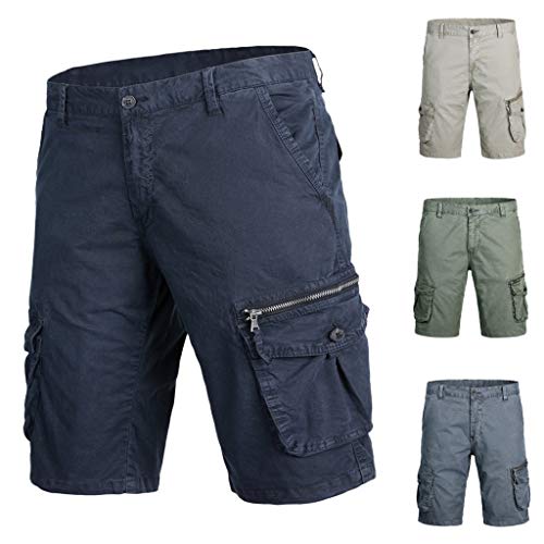 VEZAD Cargo Short Pants Men Casual Cotton Pocket Solid Outdoors Work Trouser - Thumbnail 5