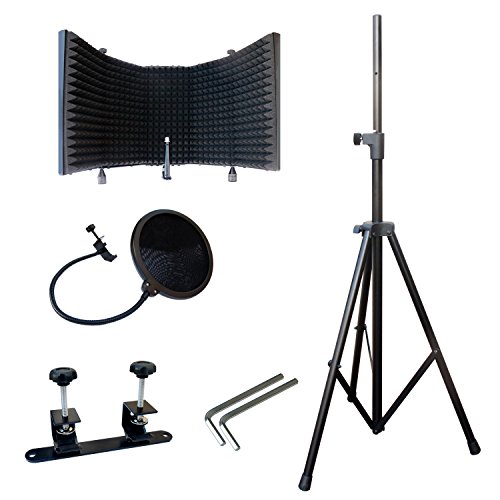 AxcessAbles SF-101KIT Recording Studio Microphone Isolation Shield w/Stand (Black)
