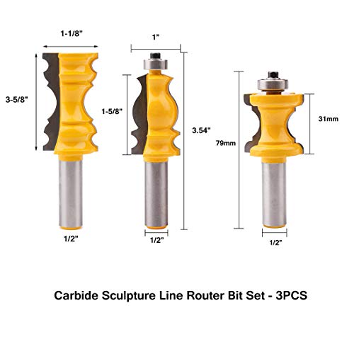 1/2 Inch Shank Architectural Molding Router Bit Set Crown Molding