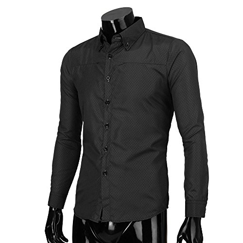 UJUNAOR-Camicia-a-Maniche-Lunghe-Scozzese-da-UomoSlim-FitStile-AziendaleSMLXL2XL3XL