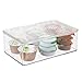 mDesign Plastic Kitchen Pantry and Fridge Storage Organizer Box Containers with Hinged Lid for Shelves or Cabinets, Holds Food, Snacks, Canned Drinks, Seasoning, Condiments, or Utensils, 2 Pack, Clear