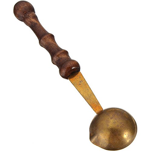 image for Qisc Melt Wax Spoon, Brass Wood Spoon For Melt Wax Melted Dissolve Sea