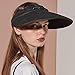 CACUSS Women's Summer Sun Hat Large Brim Visor Adjustable Nylon Buckle Packable UPF 50+(Black)