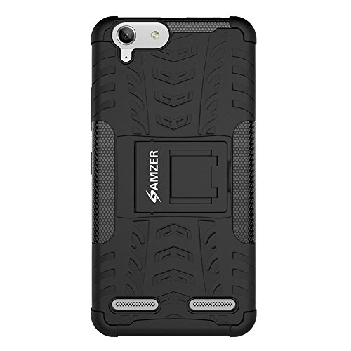 AMZER Hybrid Warrior Impact Resistant Case Cover Skin for Lenovo Vibe K5, Lenovo Vibe K5 Plus - Black